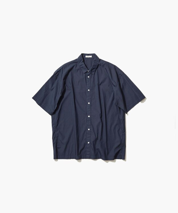 ATON COTTON LAWN | オーバーサイズショートスリーブシャツ - UNISEX NAVY