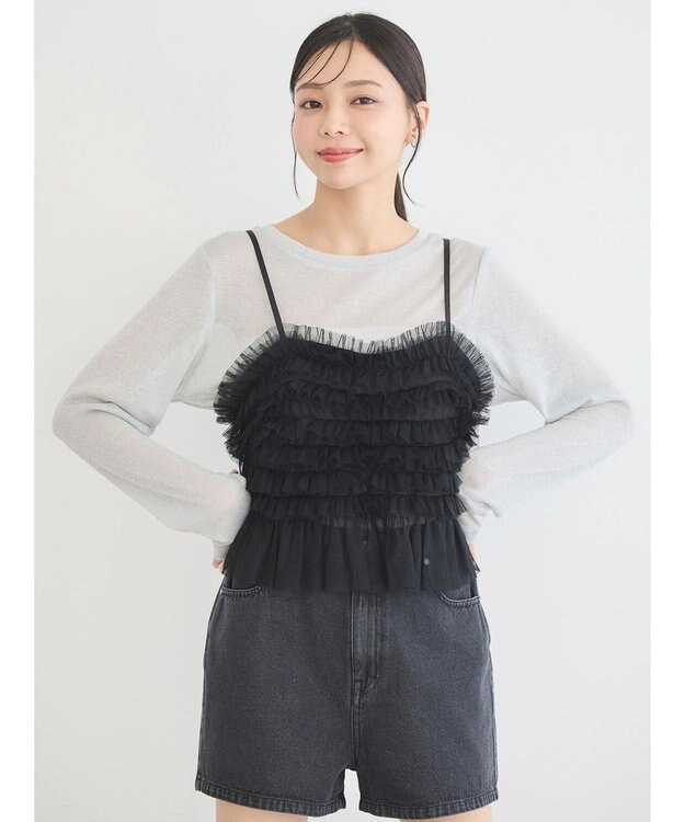 earth music&ecology チュールビスチェ Black