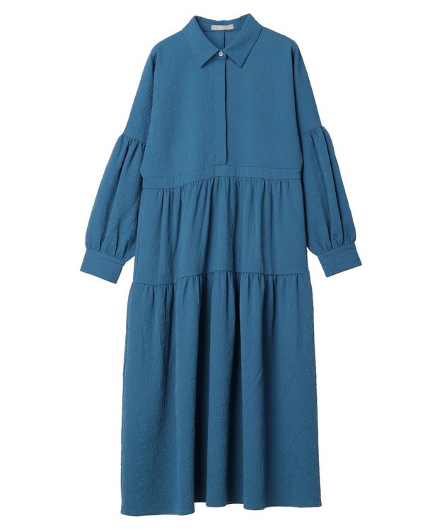 Green Parks armonia. ジャガードシャツワンピース Blue