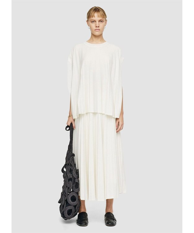 JOSEPH 【洗える】コットンプリッセ　ラウンドネックTシャツ Ivory