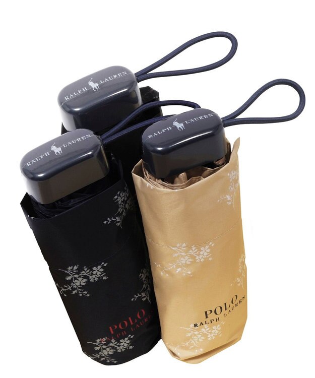 MOONBAT 【WEB限定/UV遮蔽率100％/晴雨兼用】POLO RALPH LAUREN （ポロ ラルフローレン）晴雨兼用日傘 折りたたみ傘 コンパクト 花柄 ネイビーブルー