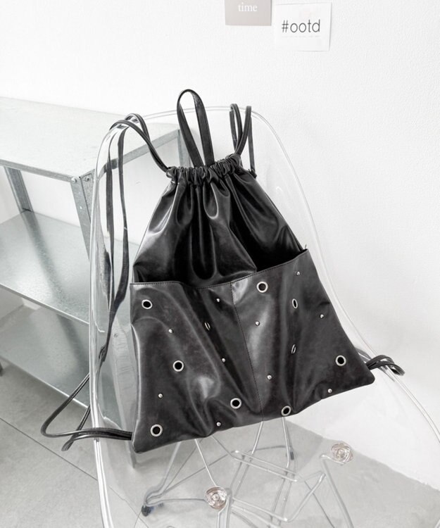 WEGO ハトメデザインナップサック ブラックその他