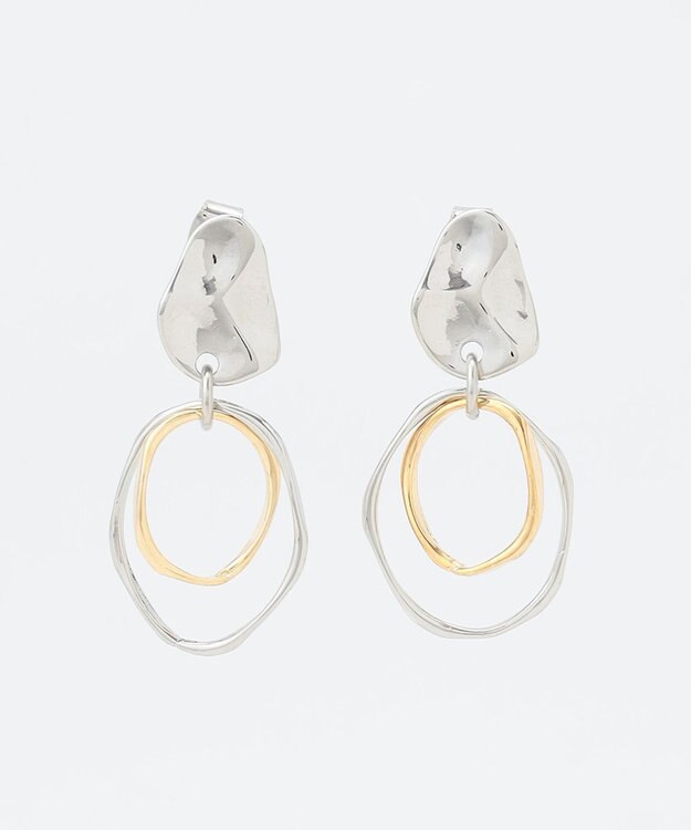 ANY 【WEB限定】ミックスメタルリングピアス(両耳用) ライトゴールド