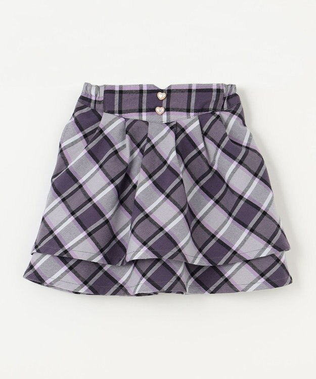ANY KIDS シャギーチェックスカート ブラック系