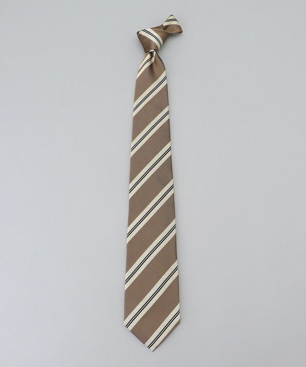 GOTAIRIKU  GOTAIRIKU別注【日本製】シルク ネクタイ_レジメンタル柄 ブラウン×ベージュ