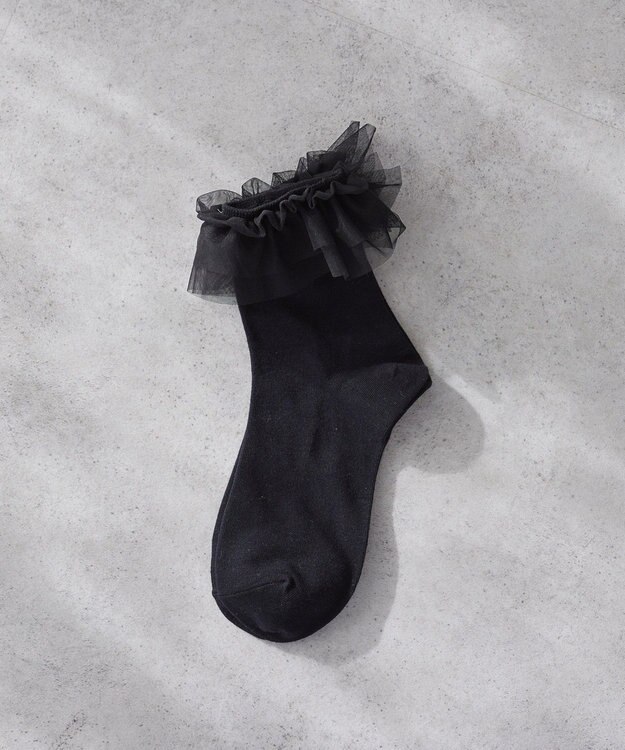 Maison de FLEUR チュールボリュームフリルソックス Black