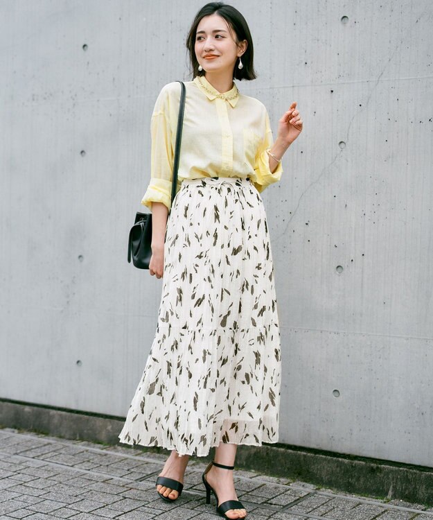 ANY アートドットプリントスカート オフベース