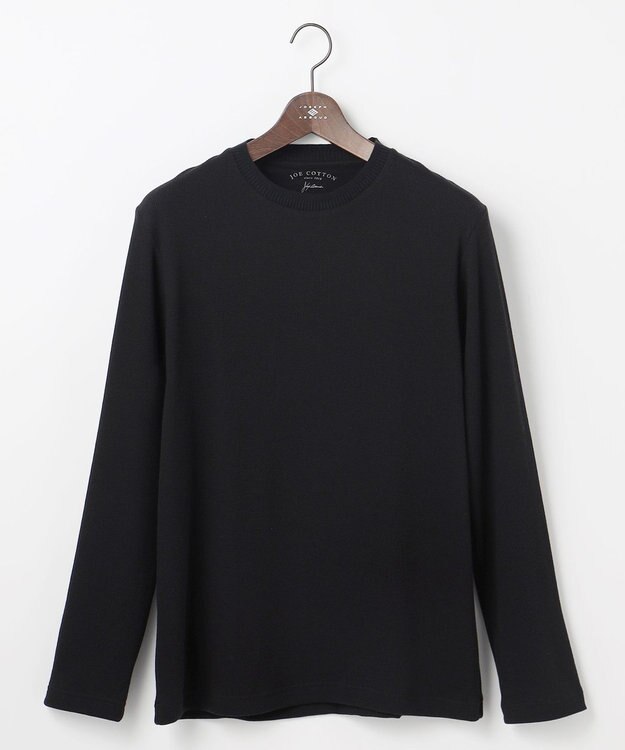 JOSEPH ABBOUD 【オリジナルオーガニックコットン使用/サスティナブル/伸縮/保形性】JOE COTTON ワッフル クルーネックＴシャツ ブラック系