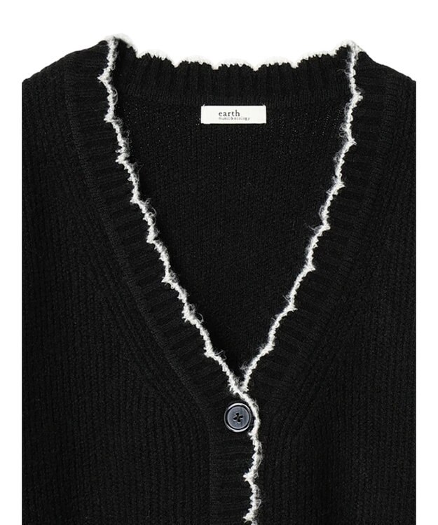 earth music&ecology スカラップニットカーディガン Black
