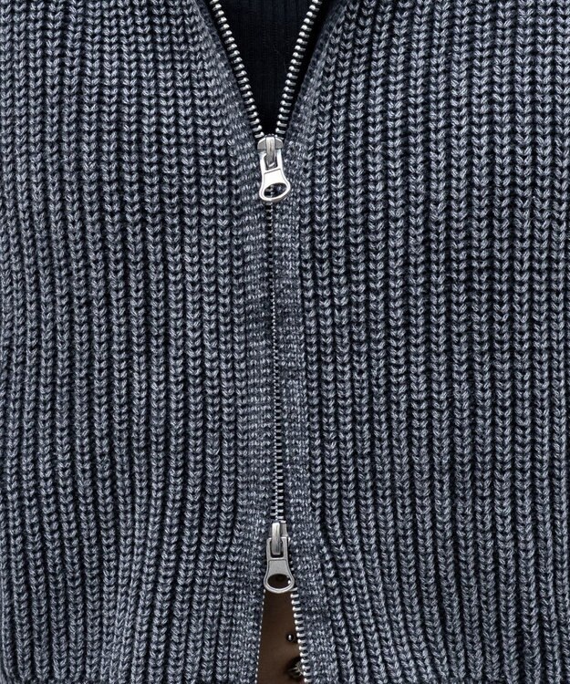 WEGO ダメージニットジップパーカー スミクロ