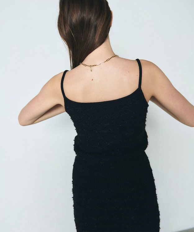 GRACE CONTINENTAL ラメツイードニットキャミ ブラック