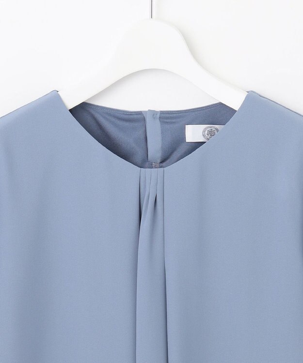 J.PRESS LADIES ストレッチジョーゼット Vネック カットソー スカイブルー系