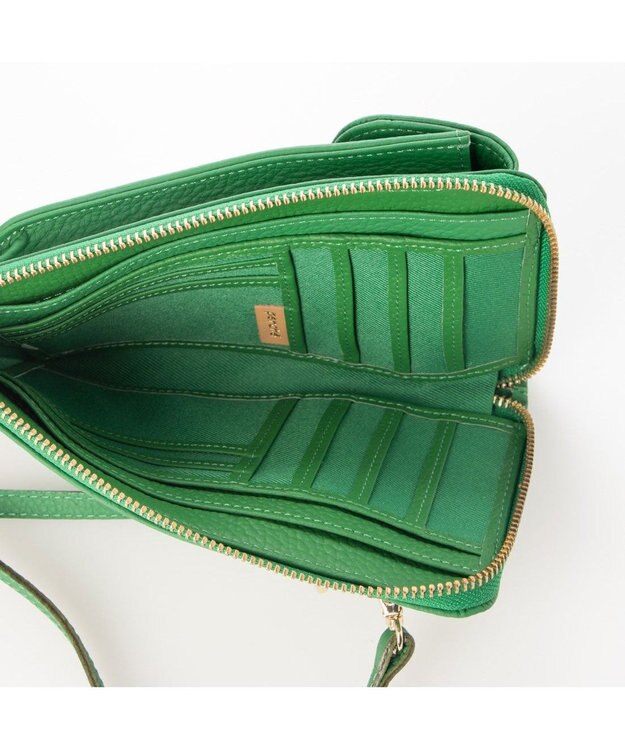 UNBILLION ペルケ perche / 牛革シュリンクタイプモバイルウォレットショルダー　旧8660 ライトグリーン