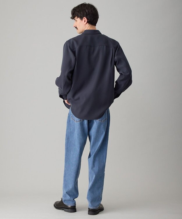 UNFILO MENS 【接触冷感/セットアップ対応】ダブルクロス シャツ ブルーグレー