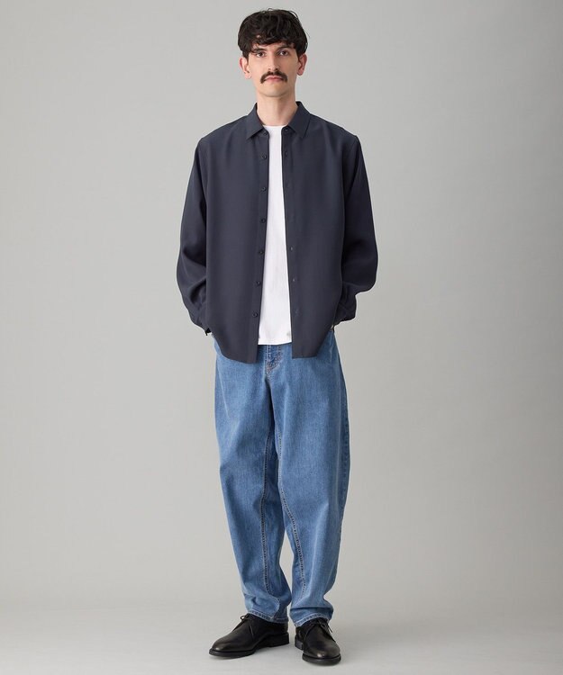 UNFILO MENS 【接触冷感/セットアップ対応】ダブルクロス シャツ ブルーグレー