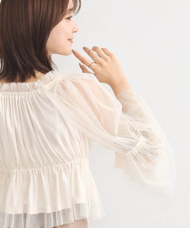 earth music&ecology チュールブラウス Ivory