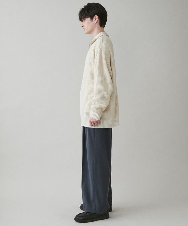 WEGO 起毛TR ワイドストレートスラックス ブルーその他