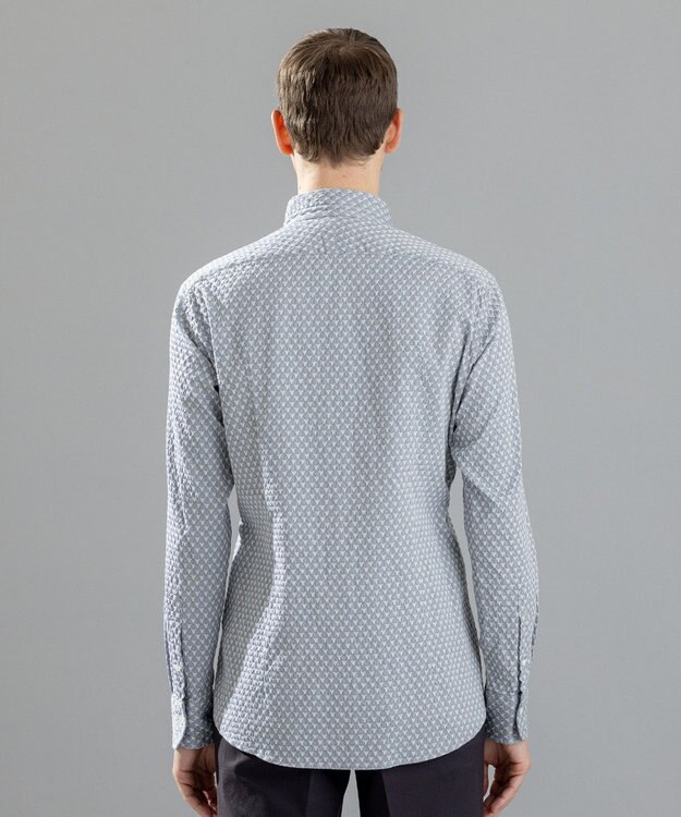 JOSEPH HOMME トライジャガードストレッチ　ウィングカラーシャツ ライトグレー系