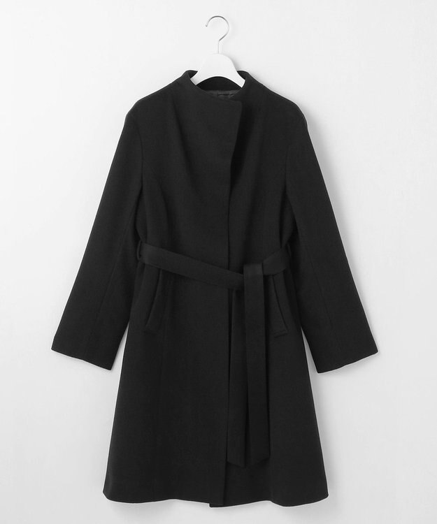 J.PRESS LADIES L Super150sAZAMIビーバー スタンドカラー コート ブラック系