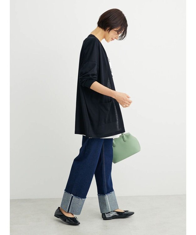 Green Parks ＵＶカットシアートッパーカーディガン Black