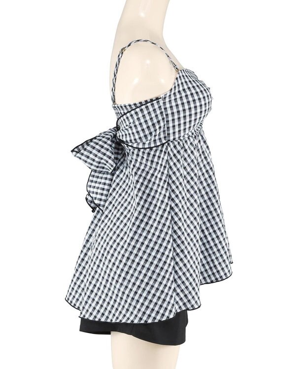 San-ai Resort（三愛水着楽園） 【WEB限定】ペプラムチェック3点セット【Beach Queen（ビーチクイーン）】 ブラック