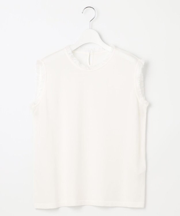 自由区 【カタログ掲載・洗える】フリンジディテールノースリーブ カットソー オフ