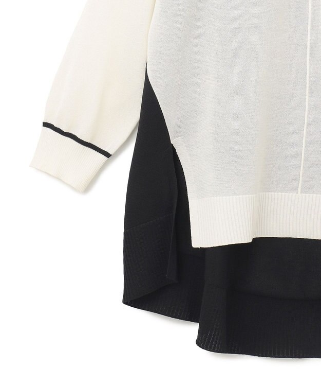 GRACE CONTINENTAL バイカラークルーニットトップ ホワイト