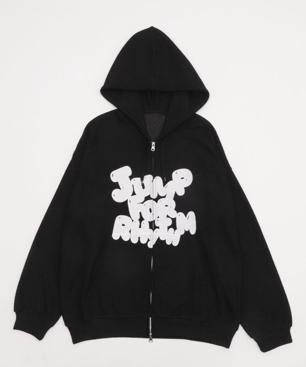 WEGO 【ユニセックス着用ITEM/MLサイズ展開】メッシュロゴジップパーカー ブラック