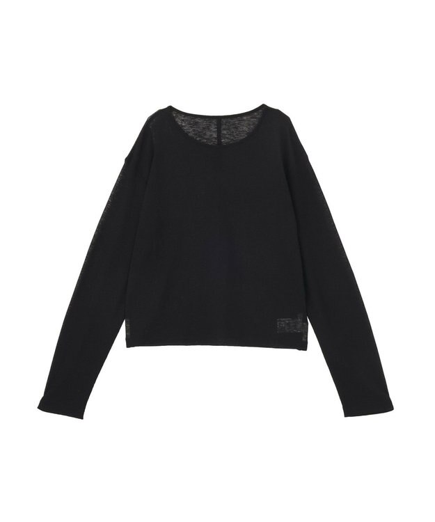 earth music&ecology シアーワッフルプルオーバー Black