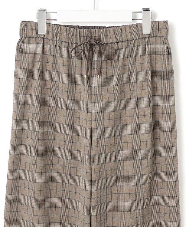 23区 L 【洗える】ドライ2WAYストレッチ チェック ワイド パンツ ブラウンチェック