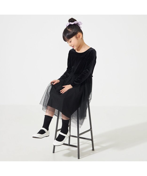 Chacott velour combi dress (kids) ブラック（ロベット）