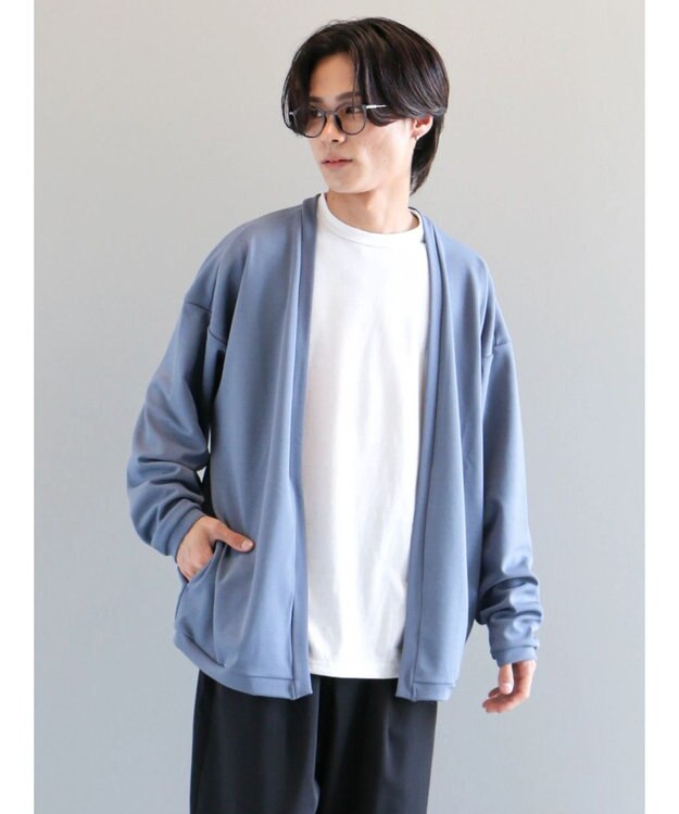 CRAFT STANDARD BOUTIQUE 梨地カットカーディガン＋ＬＳ　ＴＥＥーＳＥＴ Blue