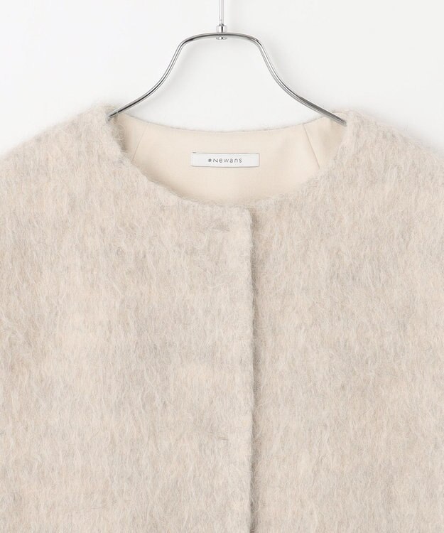 #Newans ロングコクーンファーベスト エクリュ