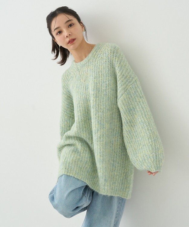 earth music&ecology ふわふわＭＩＸヤーンチュニック Mint