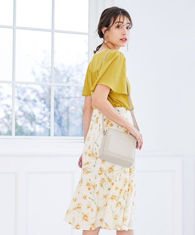 Tiaclasse 花柄プリントスカート オフホワイト