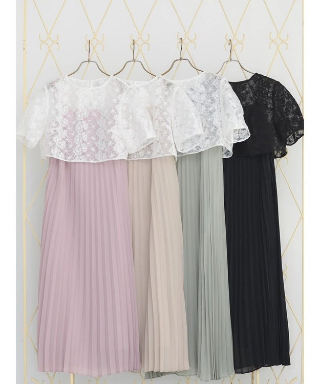 earth music&ecology ＳＥＴ２点　オーガンジー刺繍＋プリーツワンピース Pink