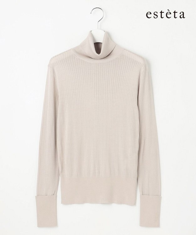 23区 【エステータ】シルクリブ タートルニット グレージュ