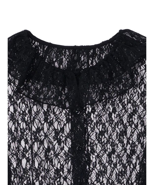 earth music&ecology ポコポコレースブラウス Black