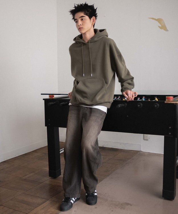 WEGO 【ユニセックス着用ITEM/MLXLサイズ展開/新色追加/裏起毛】スウェットプルパーカー カーキ