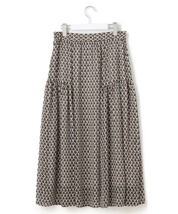 23区 L 【洗える】Ratti コラージュプリント ギャザースカート ブラウンプリント