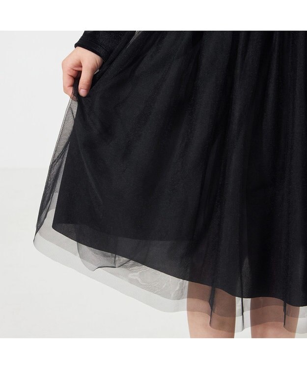 Chacott velour combi dress (kids) ブラック（ロベット）