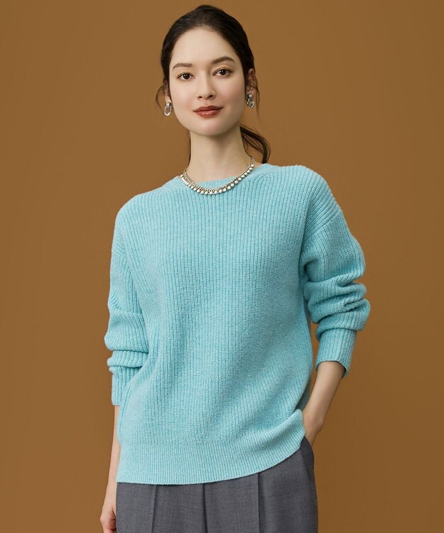 自由区 L 【カタログ掲載】カラーメランジ ニット ターコイズ