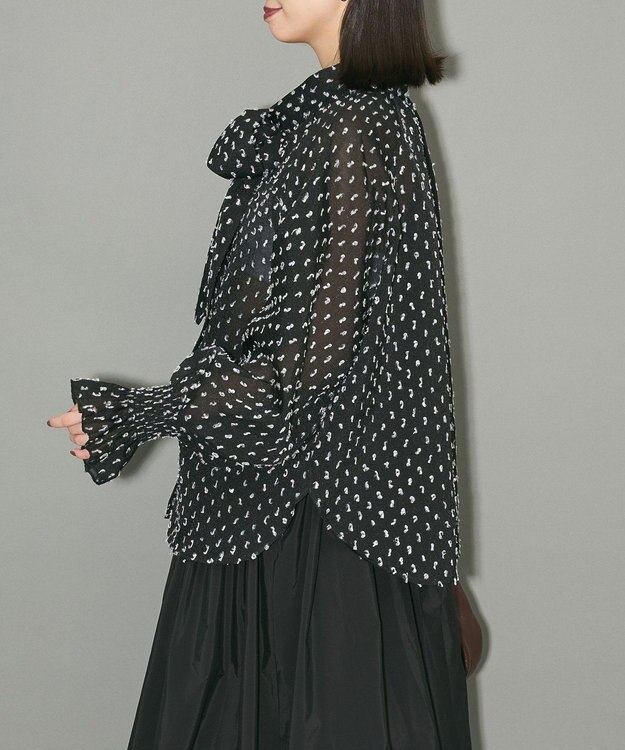 Green Parks ボウタイリボンブラウス Black