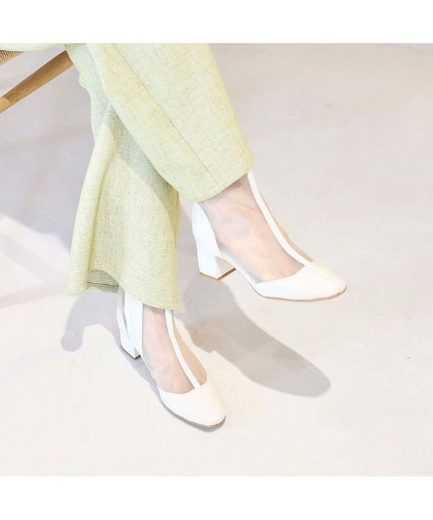 MODE ET JACOMO <noyau>ブロックヒールチュールブーツ ホワイト