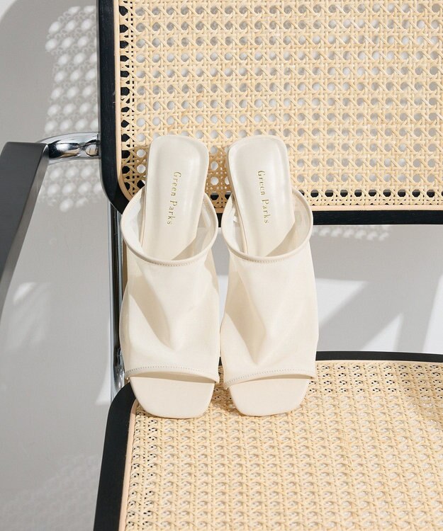Green Parks ストレッチメッシュミュールサンダル Off White