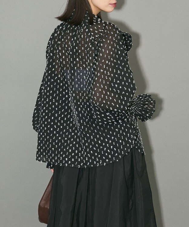Green Parks ボウタイリボンブラウス Black