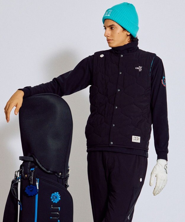PW CIRCULUS 【撥水加工 / ストレッチ】【MEN】キルティング中綿インナーベスト ゴルフ ブラック系