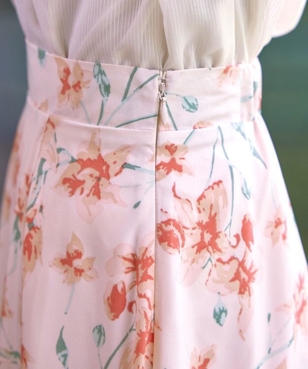 Tiaclasse L 【洗える】花柄プリントスカート ピンク