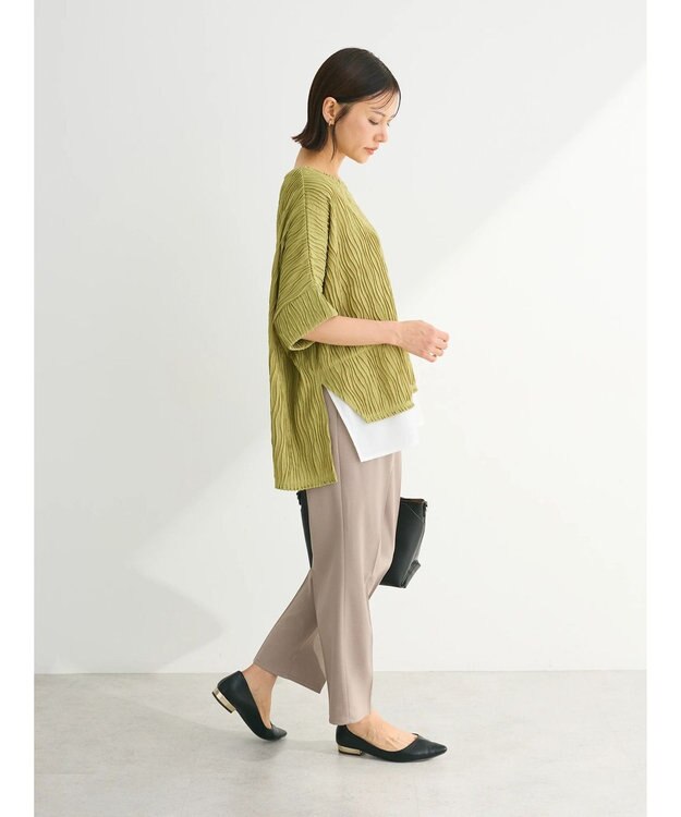 Green Parks カットジャガード裾ドッキングプルオーバー Green