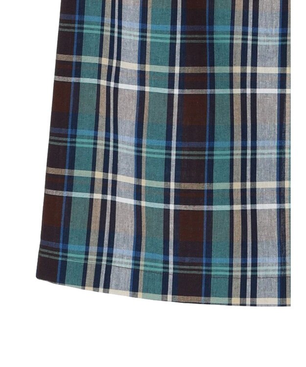 Green Parks 綿麻混イージータイトスカート Check Brown